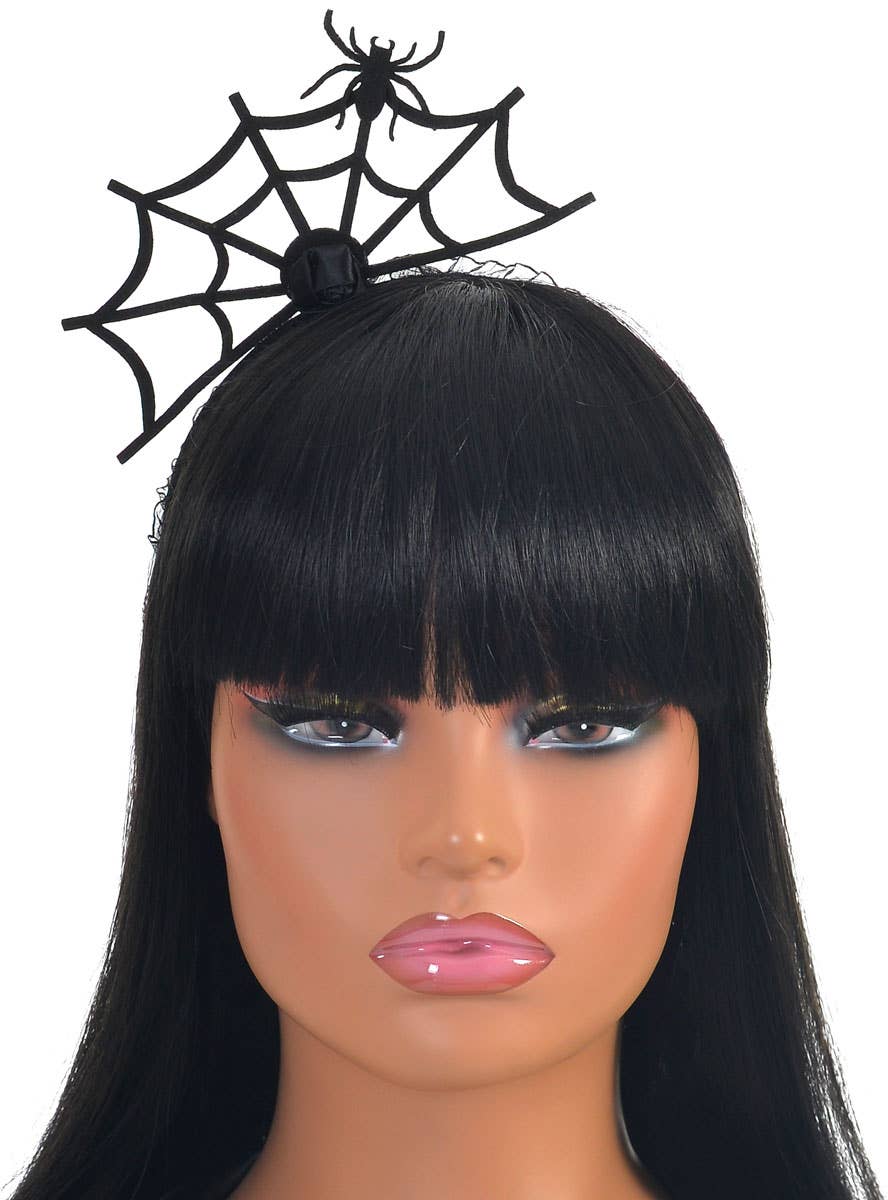 Image of Chilling Black Spider Web Halloween Costume Headband