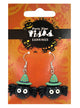 Black Spider Costume Earrings With Green Hats - Main Image