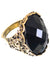 Image of Aged Gold Medieval Costume Ring with Large Black Stone