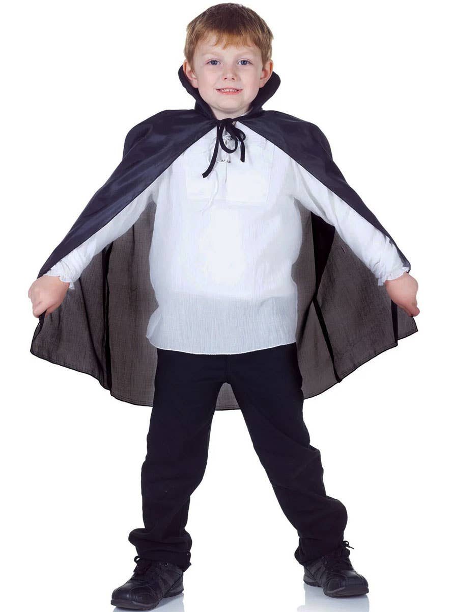 Image of Vampire Kids Black Taffeta Halloween Costume Cape