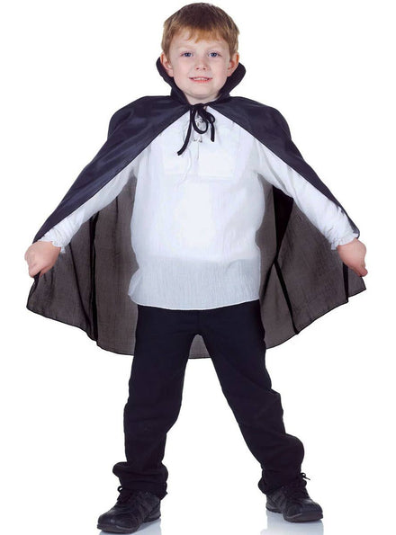 Image of Vampire Kids Black Taffeta Halloween Costume Cape