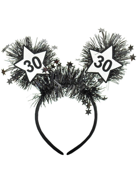 Image of Black and Silver Tinsel 30th Birthday Head Bopper