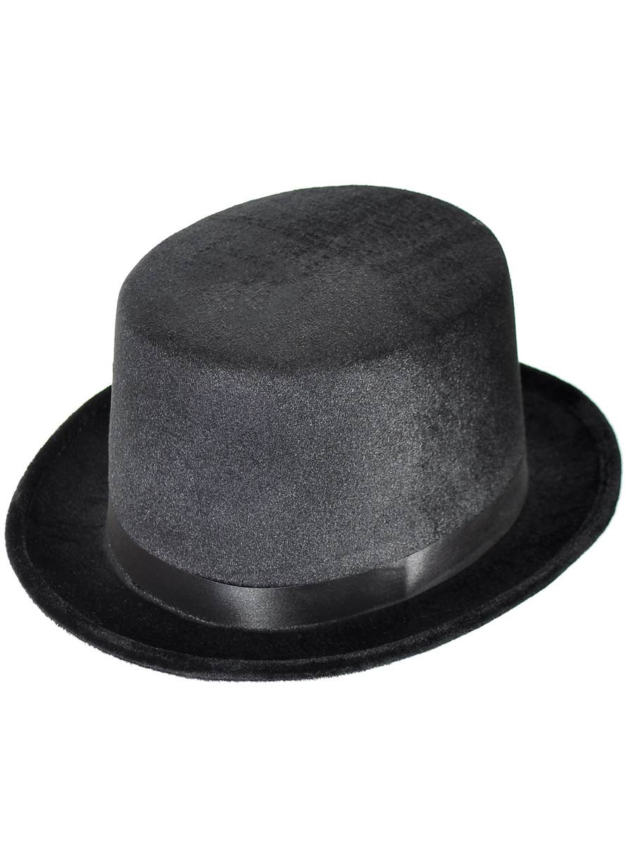 Image of Fancy Black Velvet Top Hat Costume Accessory