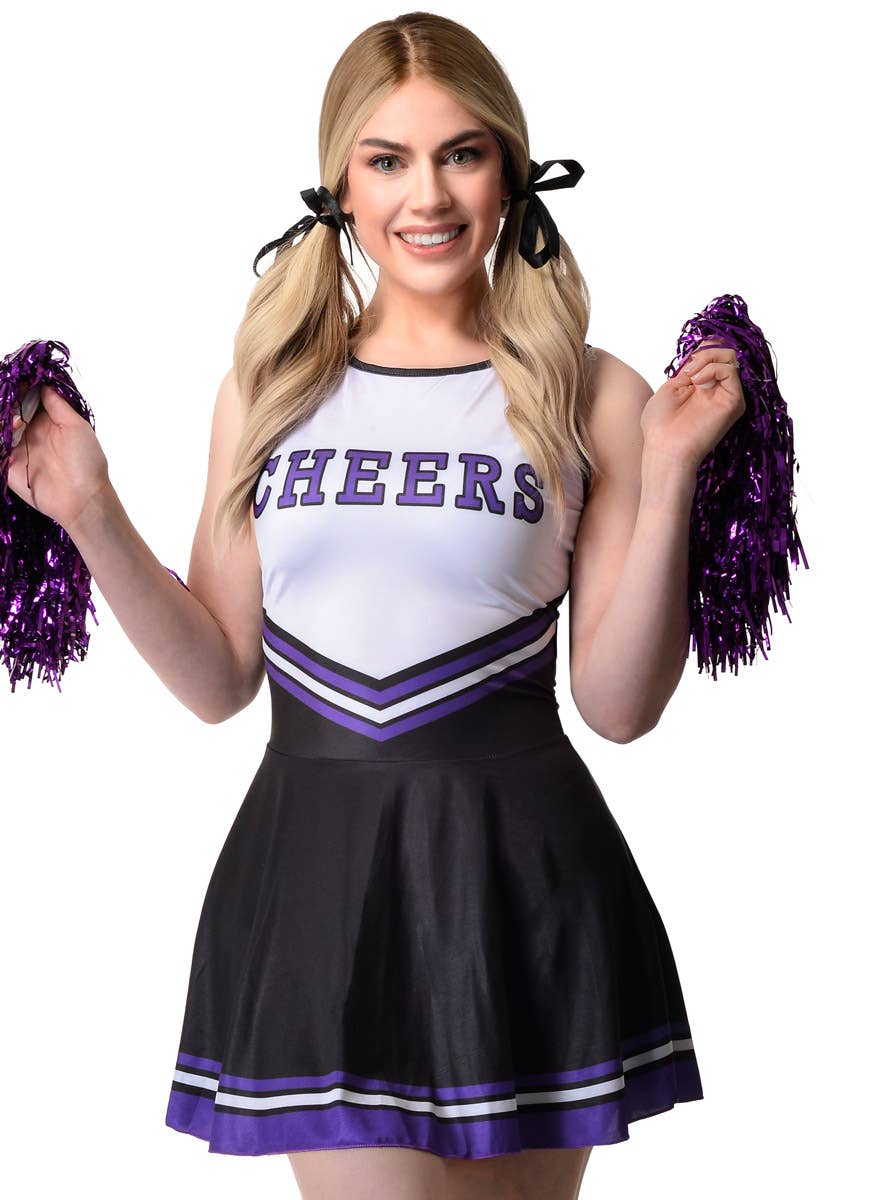 Image of Rebellious Black Cheerleader Women's Costume - Close Image
