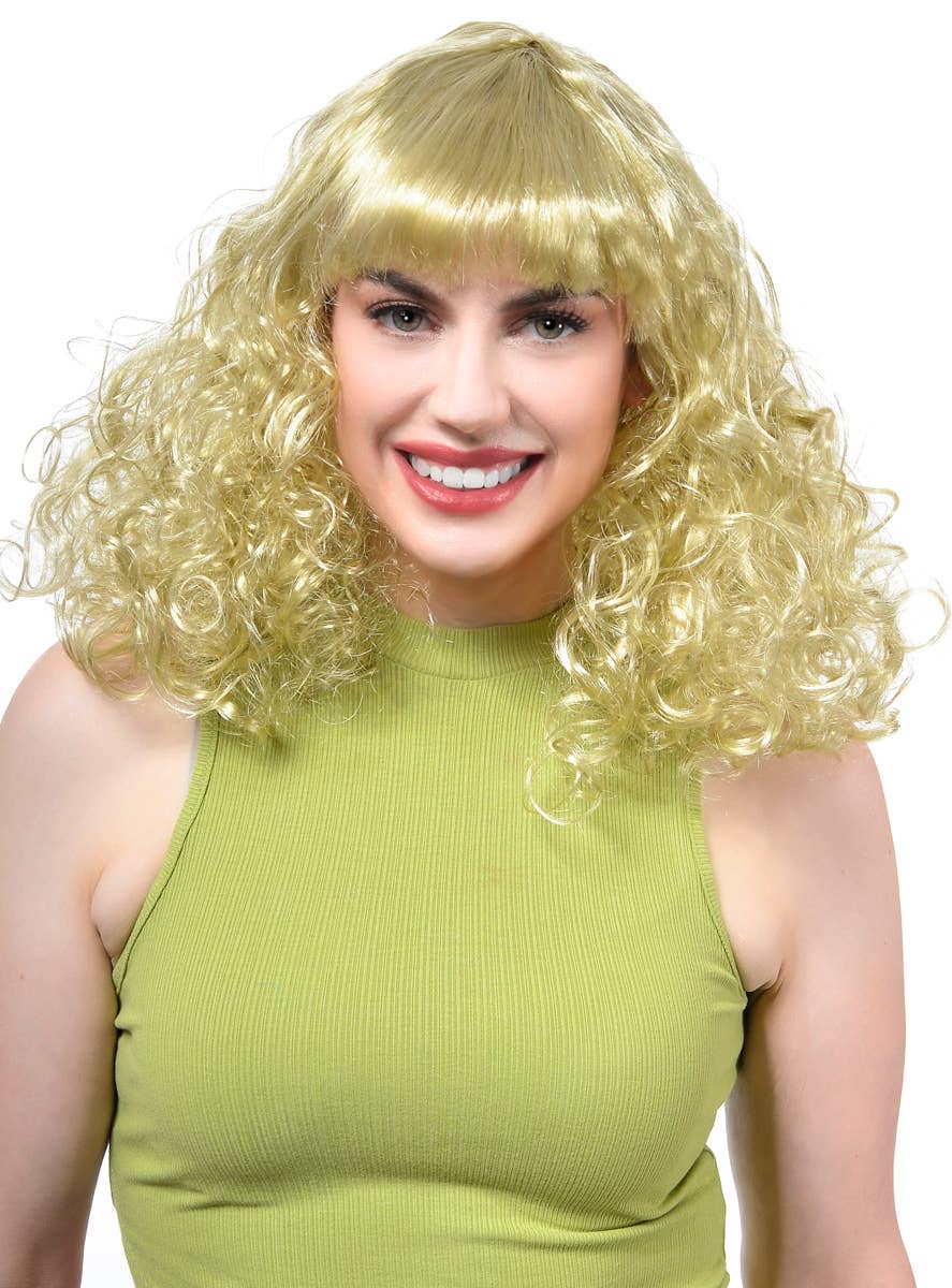 Disco Star Women's Curly Blonde 70's Costume Wig - Main Image