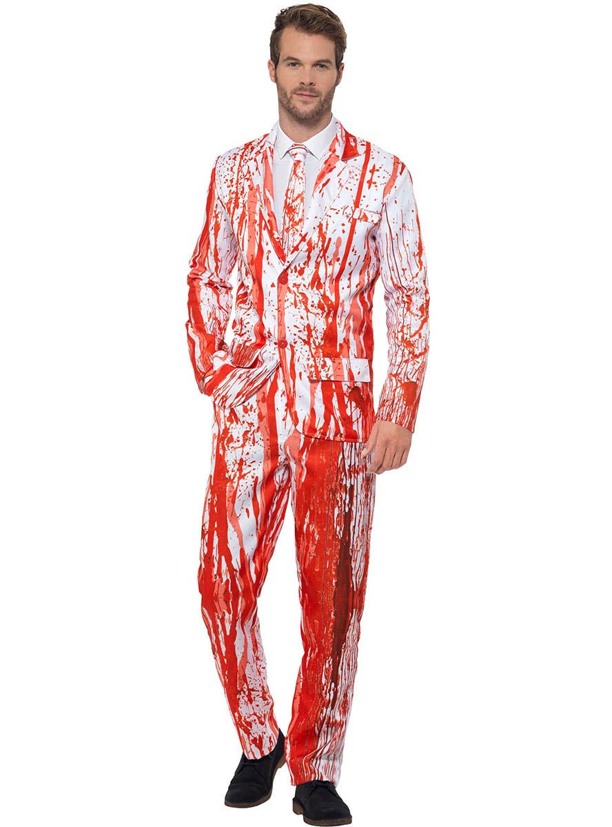 Image of Creepy Blood Drip Men's Stand Out Halloween Suit - Front View