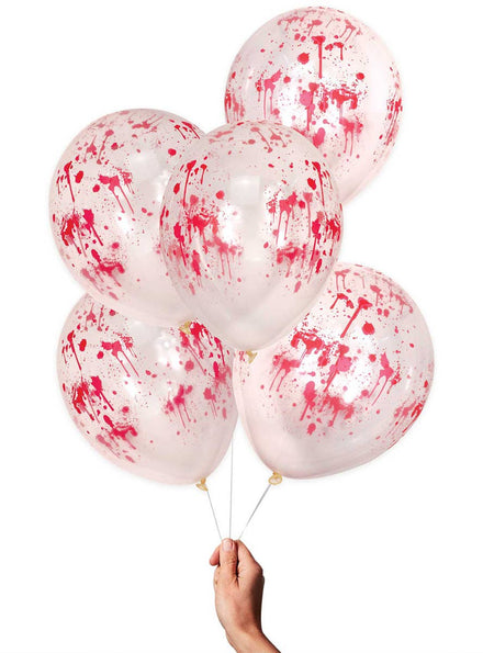 Image of Blood Splattered 5 Pack Latex Halloween Balloons - Main Image