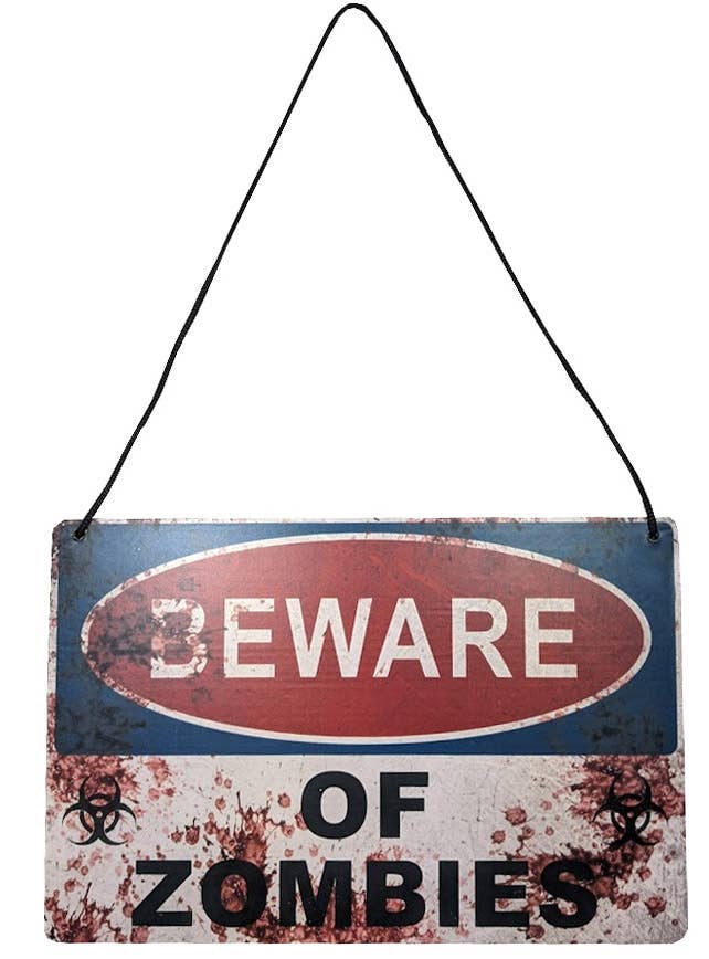 Image of Bloody Beware Zombie Sign Halloween Decoration
