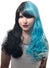 Image of Long Black and Blue Split Colour Women's Costume Wig - Front View