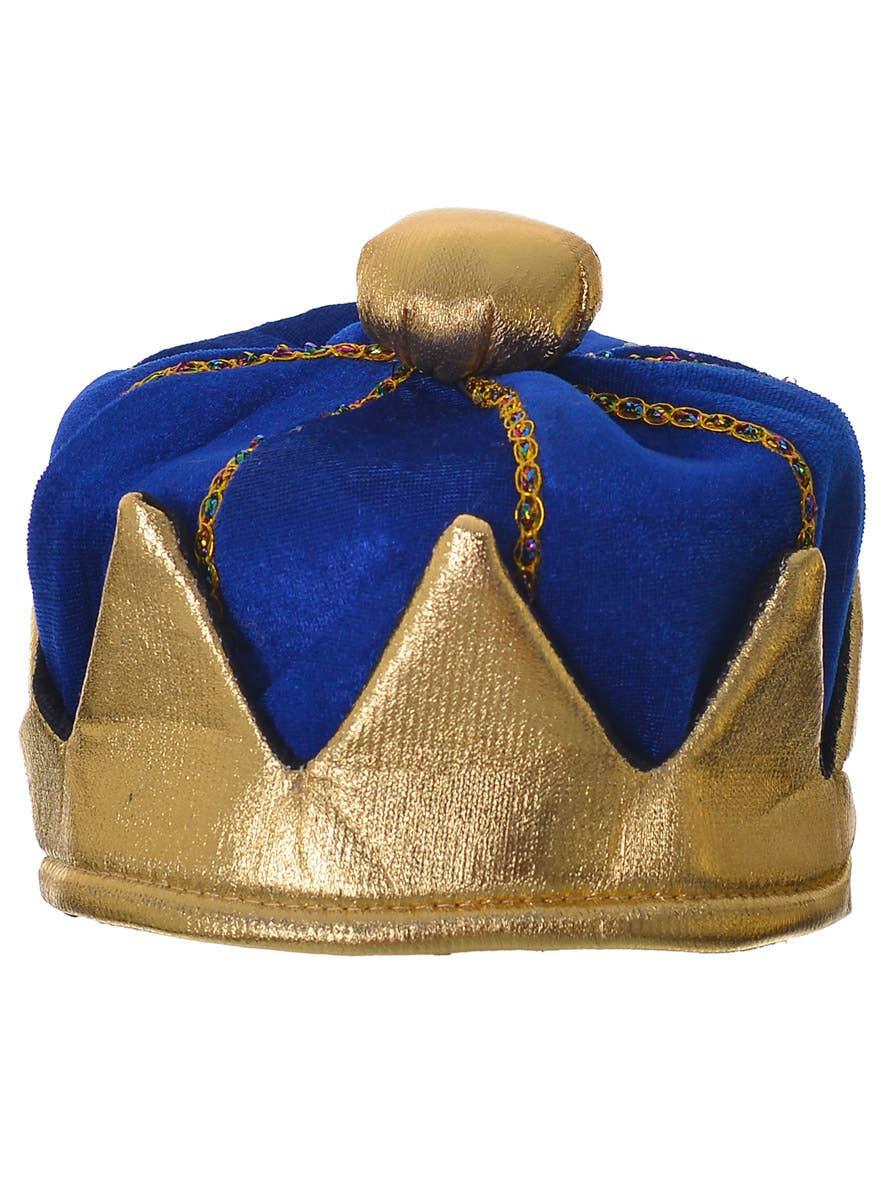 Image of Plush Blue and Gold King Crown Costume Hat