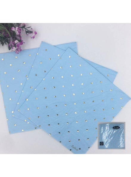 Image of Blue and Gold Polka Dot 20 Pack Napkins