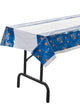 Image of Plastic Blue and Orange Spiderweb Halloween Table Cover