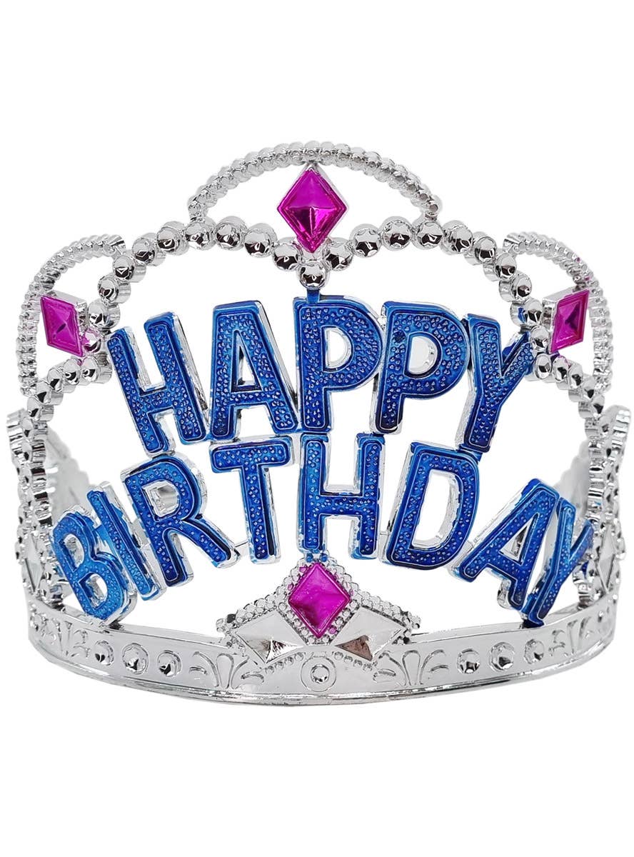 Image of Happy Birthday Blue and Silver Party Tiara