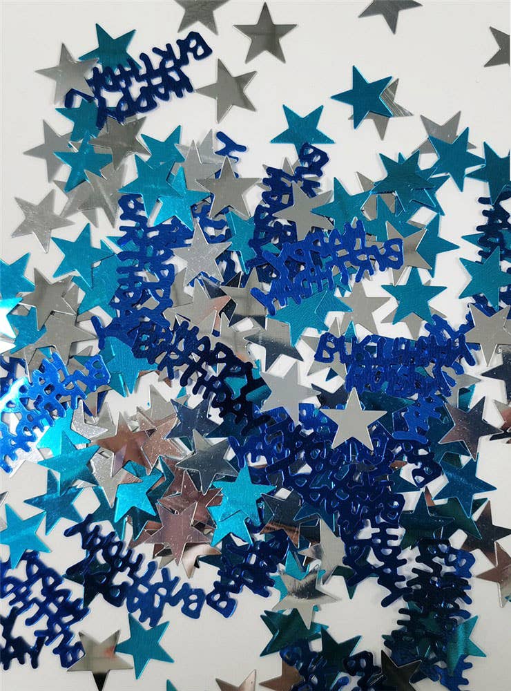 Image of Blue and Silver Happy Birthday Confetti