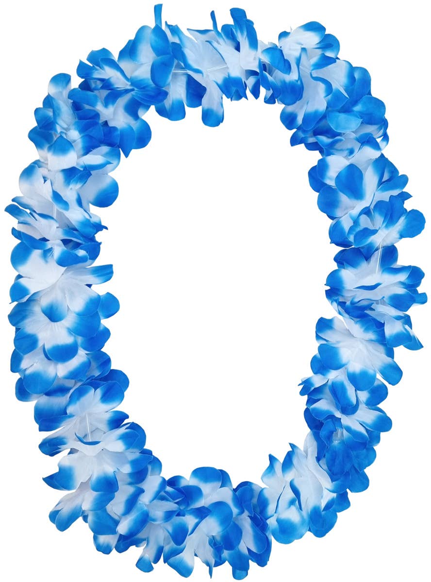 Image of Tropical Blue and White Hawaiian Flower Costume Lei