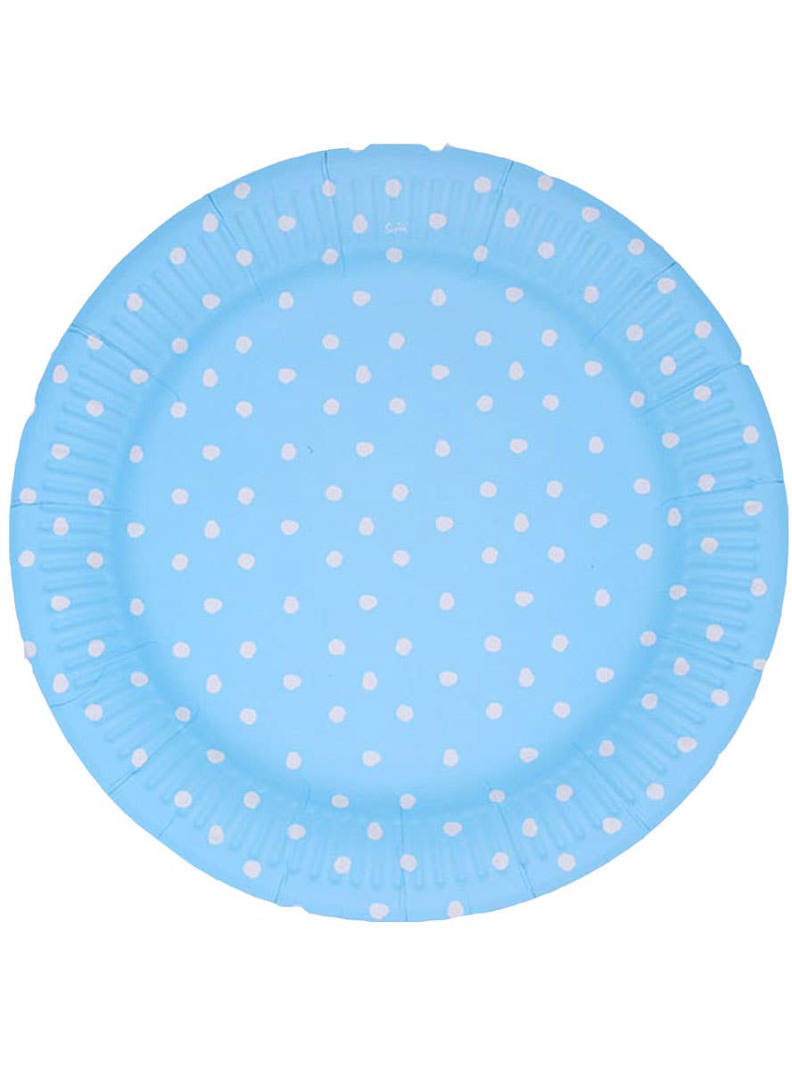 Image of Blue and White Polka Dot 12 Pack 23cm Paper Plates