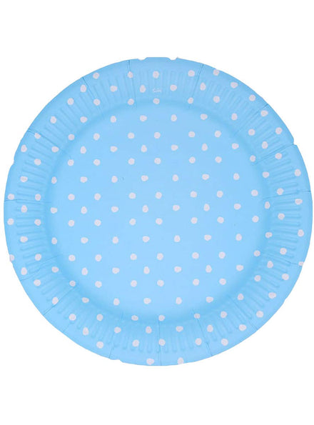 Image of Blue and White Polka Dot 12 Pack 23cm Paper Plates