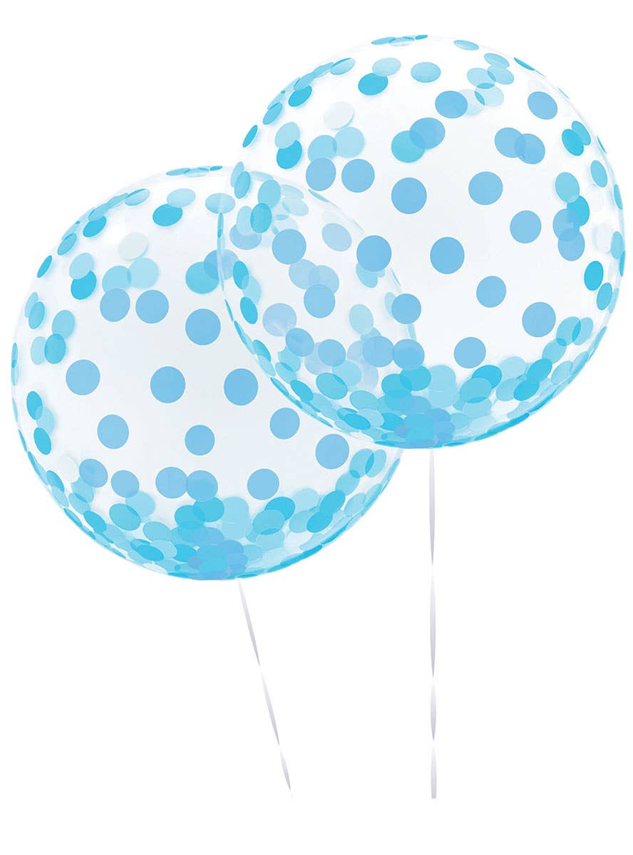 Image of Blue Confetti Print 2 Pack 45cm Orb Balloons