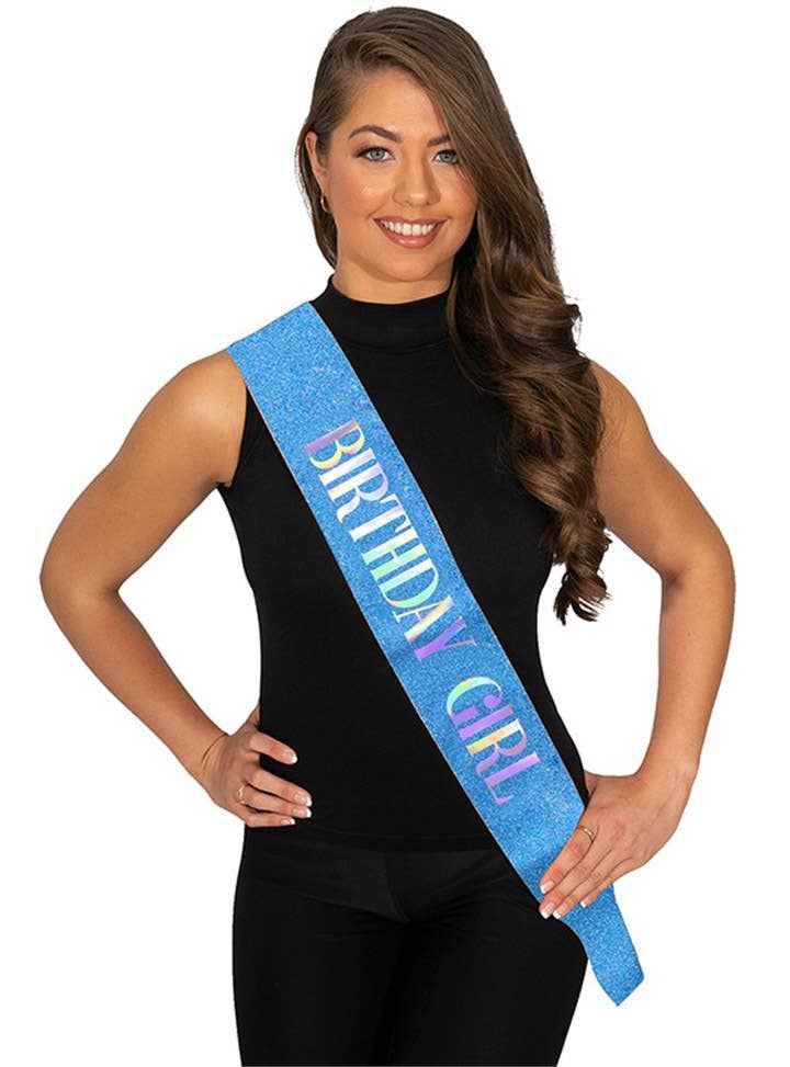 Image of Glittery Blue Birthday Girl Party Sash 