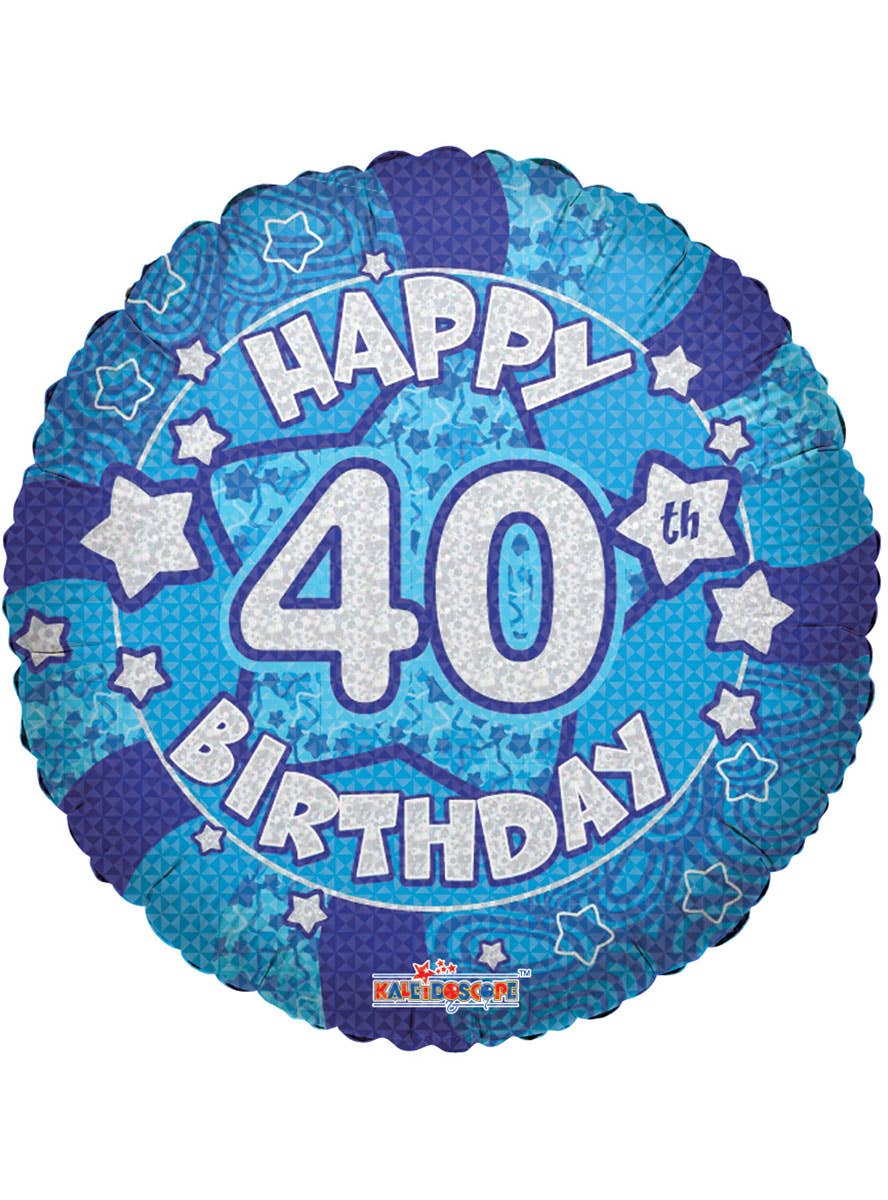 Image of Blue Holographic 46cm 40th Birthday Balloon