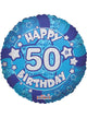 Image of Blue Holographic 46cm 50th Birthday Balloon