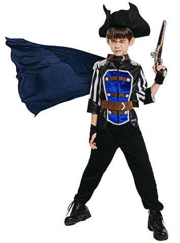 Image of High Seas Blue Pirate Captain Boy's Costume