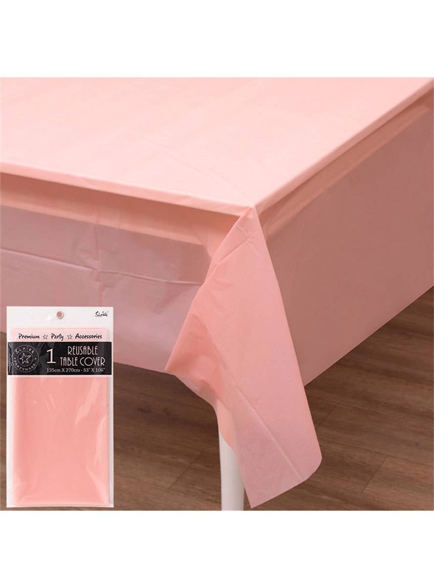 Image of Blush Pink 270cm Plastic Table Cover