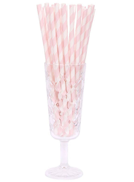 Image of Blush Pink and White Stripe 50 Pack Paper Straws