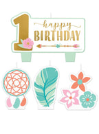 Image of Boho 1st Birthday Girl 4 Pack Candles