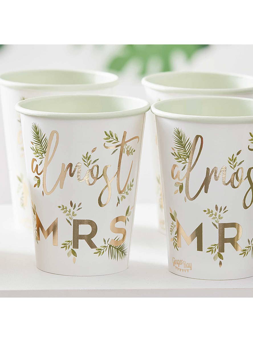 Image Of Botanical Bride 8 Pack Almost Mrs Paper Cups