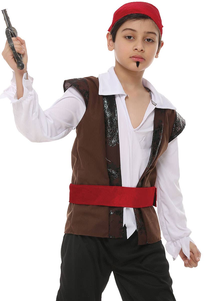 Image of Swashbuckling Boy's First Mate Pirate Costume - Close View