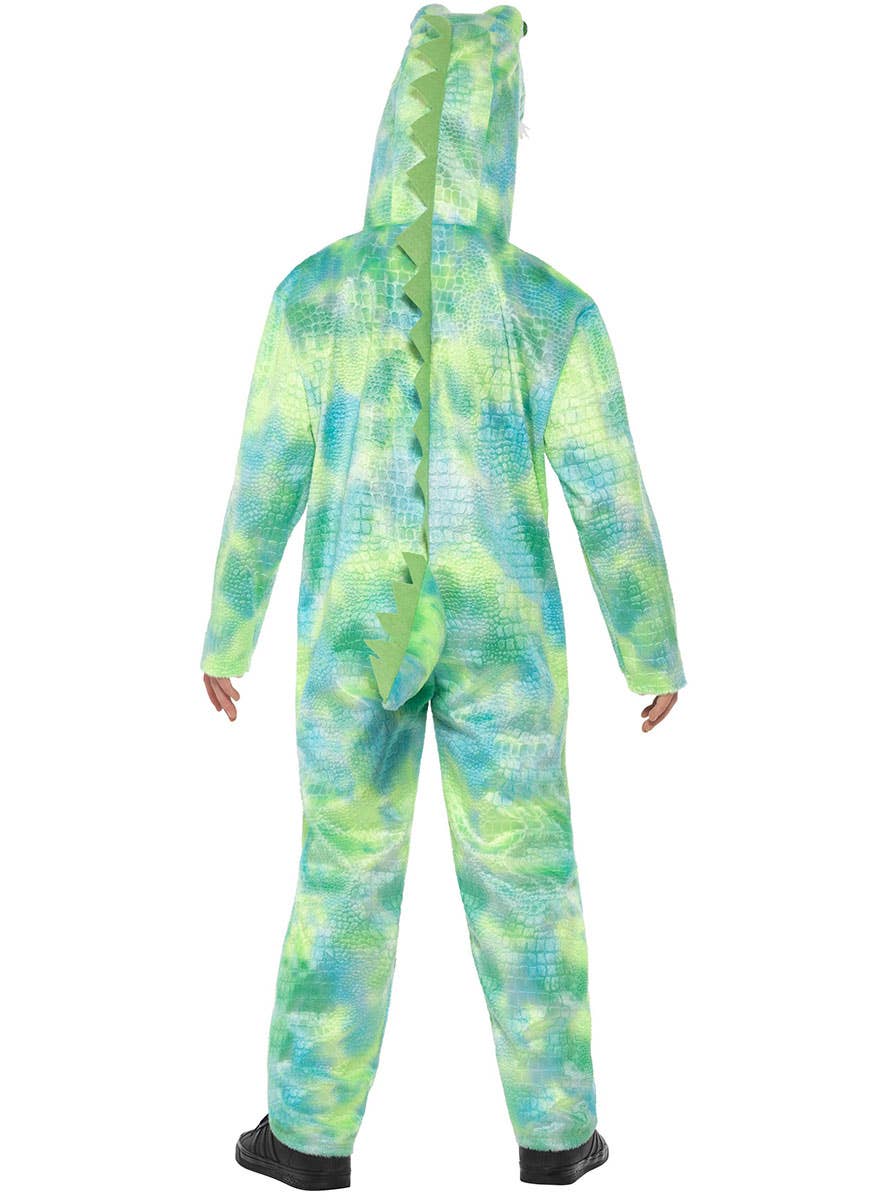 Image of Deadly Green Dinosaur Boys Onesie Costume - Back Image