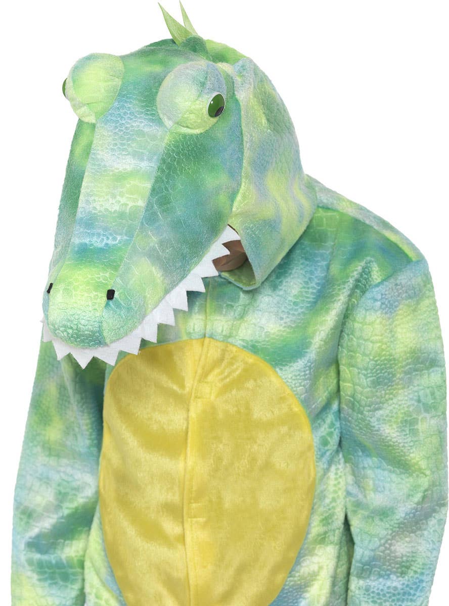 Image of Deadly Green Dinosaur Boys Onesie Costume - Close Image