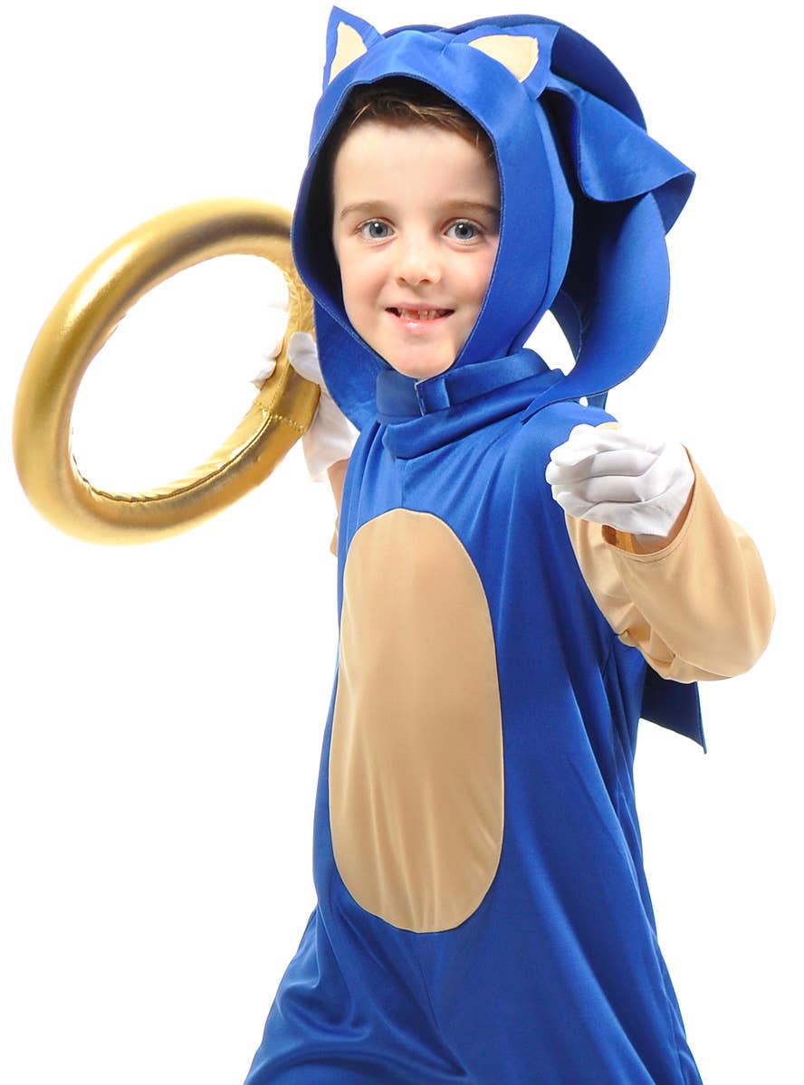 Image of Deluxe Blue Hedgehog Boys Gaming Costume - Close Image