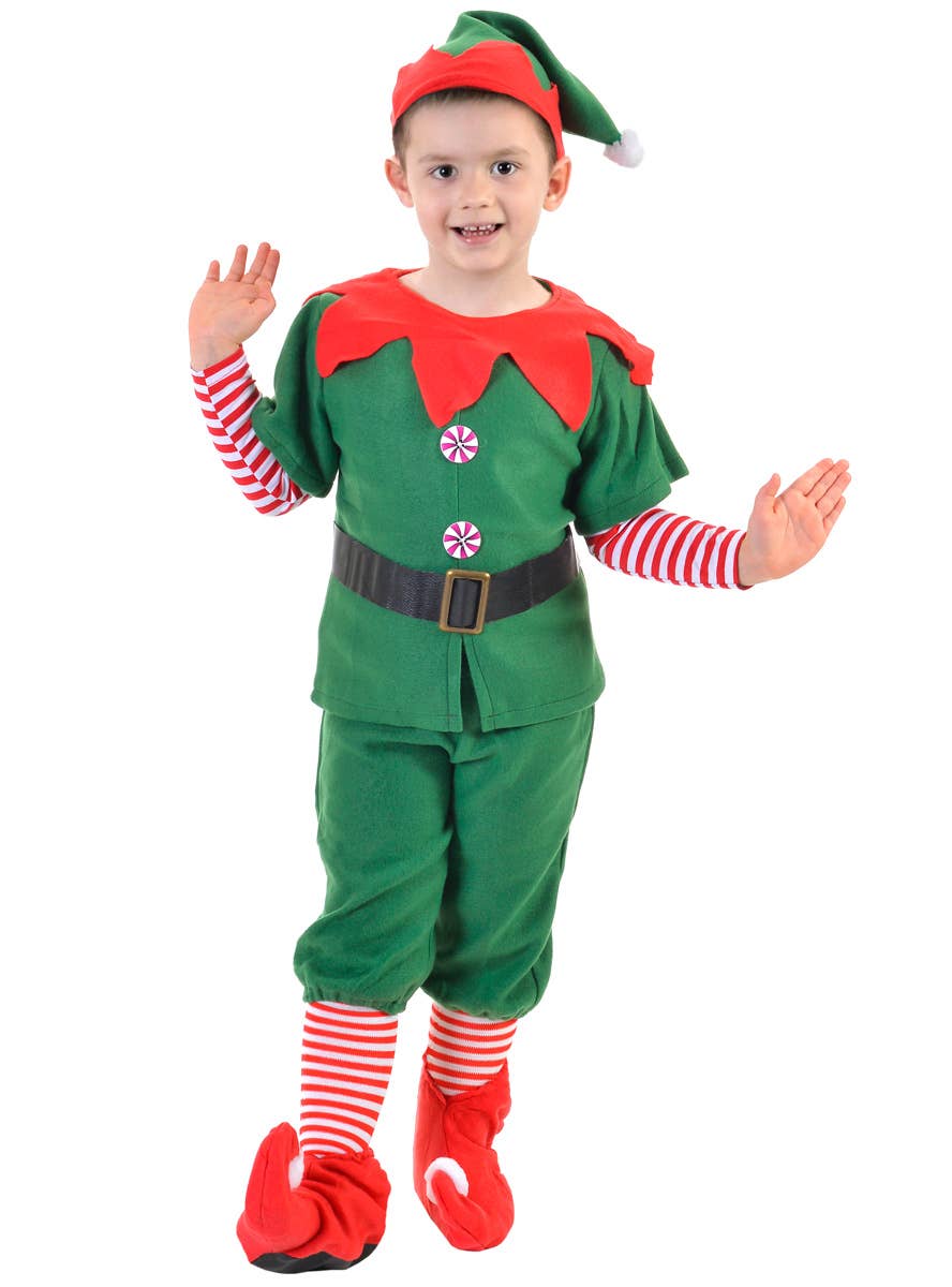 Image of Deluxe Workshop Christmas Elf Boy's Costume - Front View