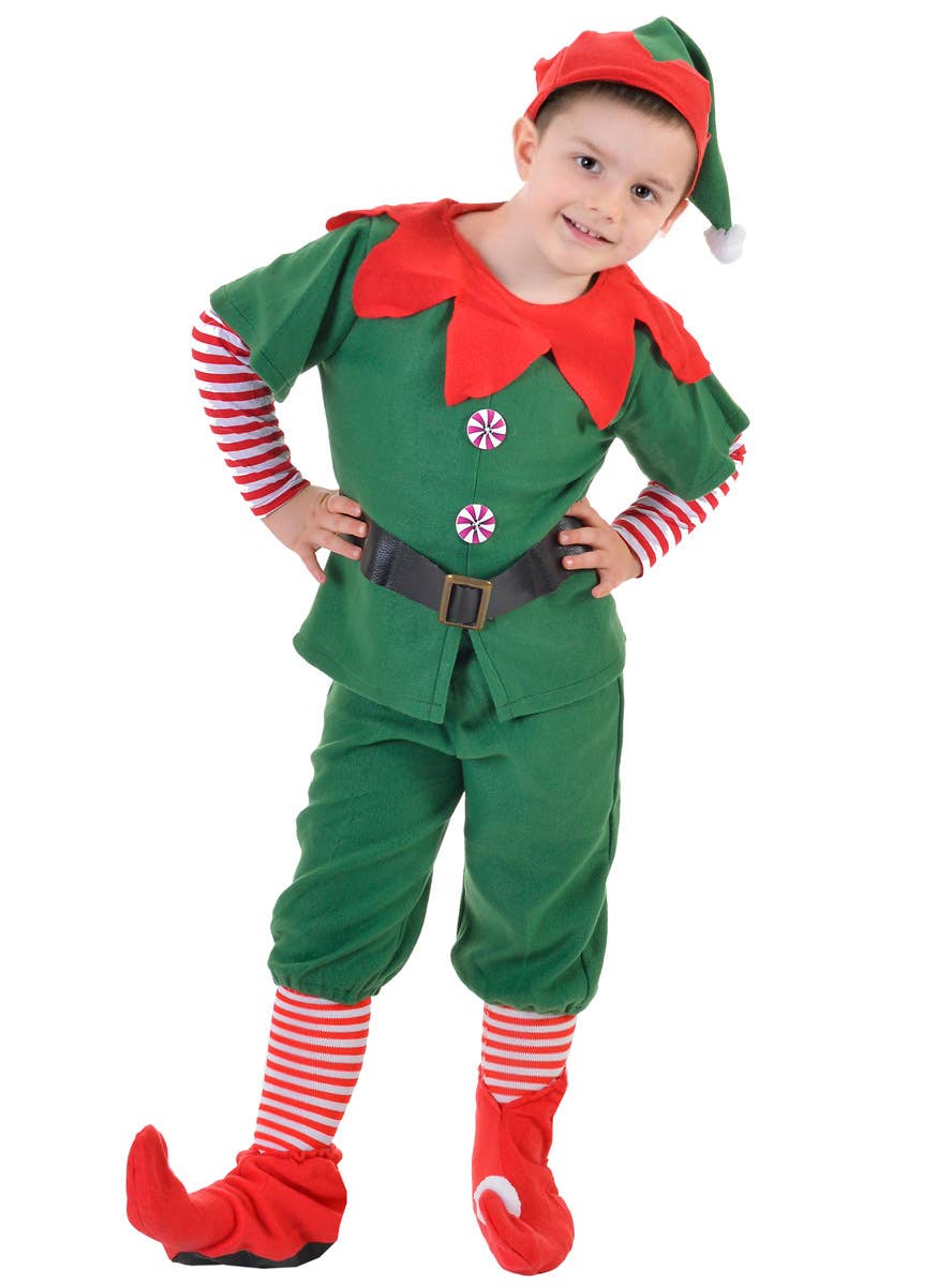 Image of Deluxe Workshop Christmas Elf Boy's Costume - Alternate Front View