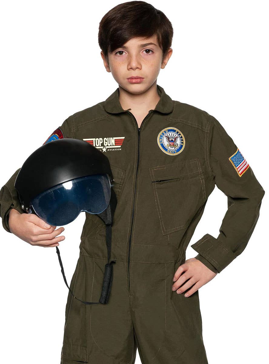 Image of Top Gun Boys Licensed Pilot Flight Suit Costume - Close Image