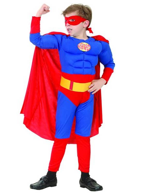 Image of Red and Blue Super Hero Boys Fancy Dress Costume