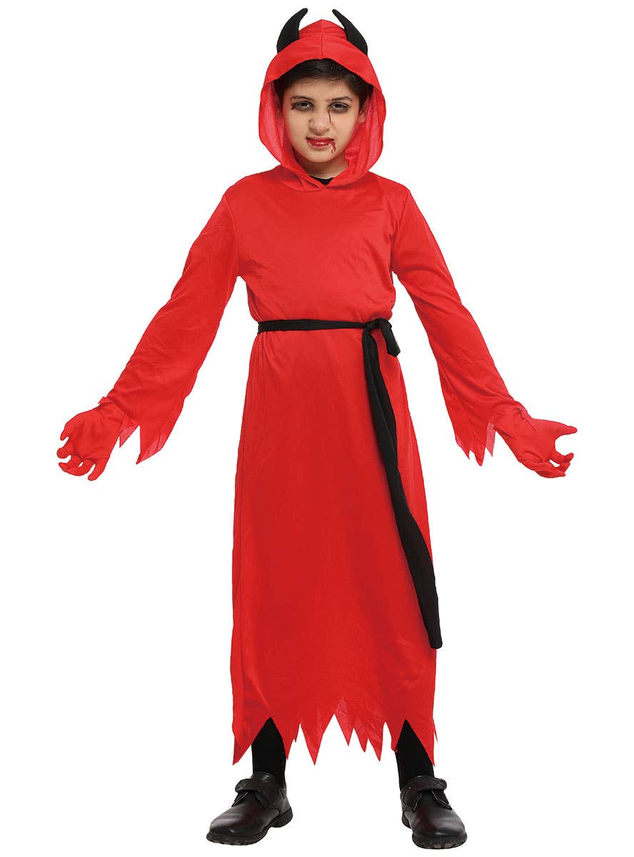 Image of Horned Red Devil Boys Halloween Costume - Alternate Image