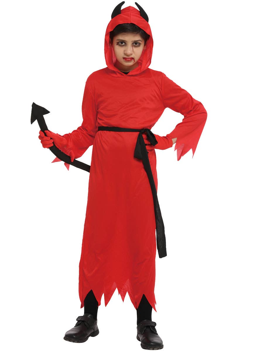 Image of Horned Red Devil Boys Halloween Costume - Main Image