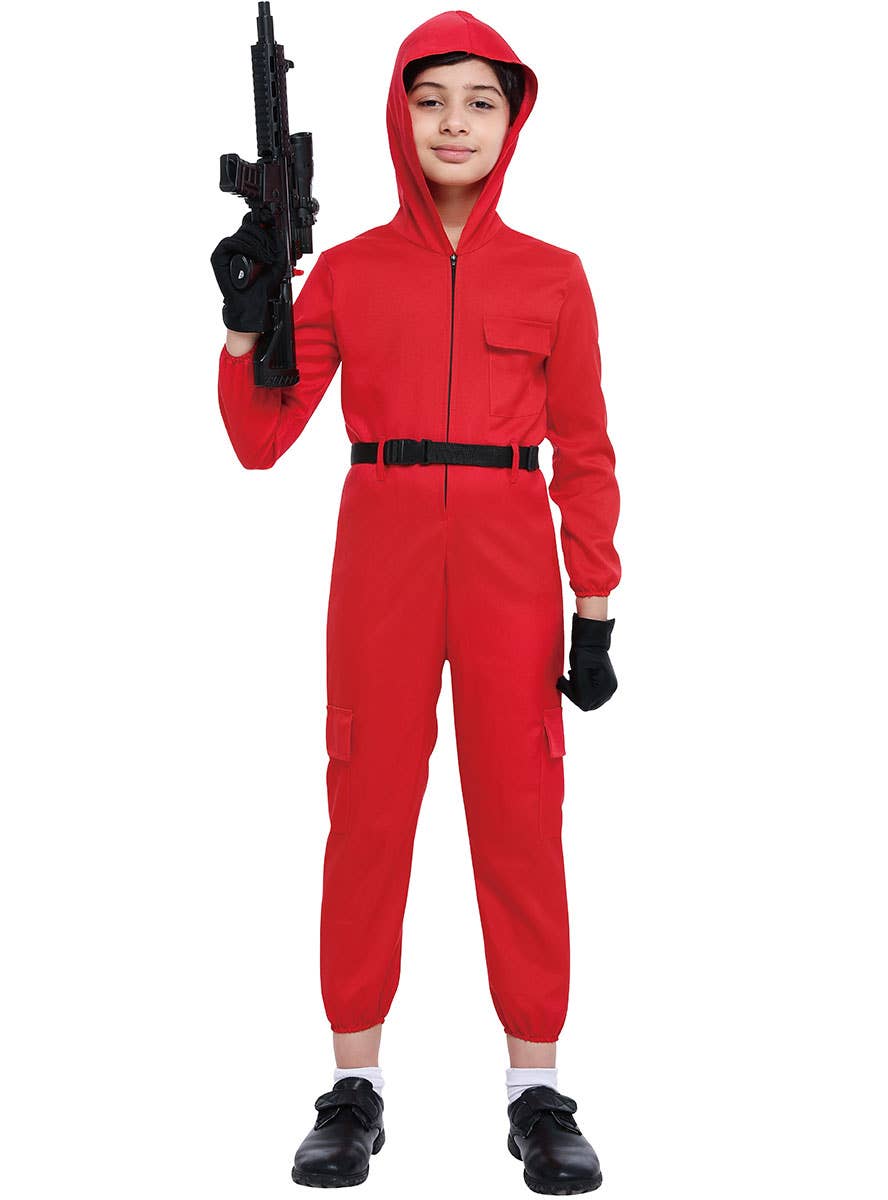 Image of Boys Red Guard Costume Jumpsuit - Alternate Image