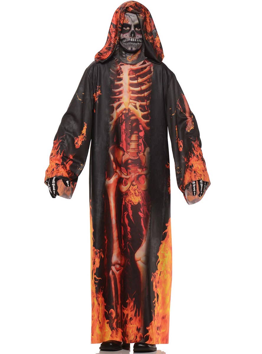 Image of Flaming Underworld Demon Teen Boys Halloween Costume Robe - Front View