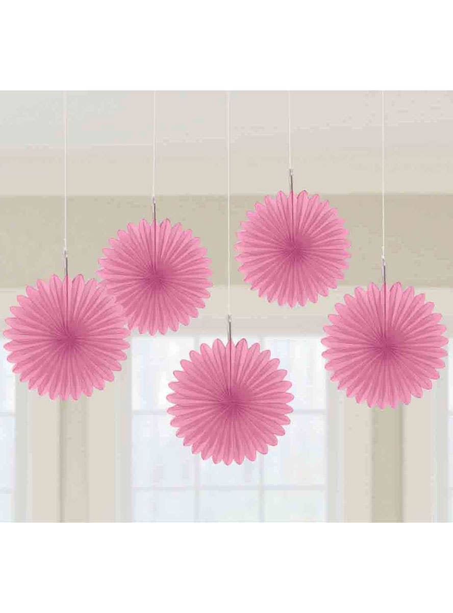 Image of Bright Pink 5 Pack Hanging Fan Decorations