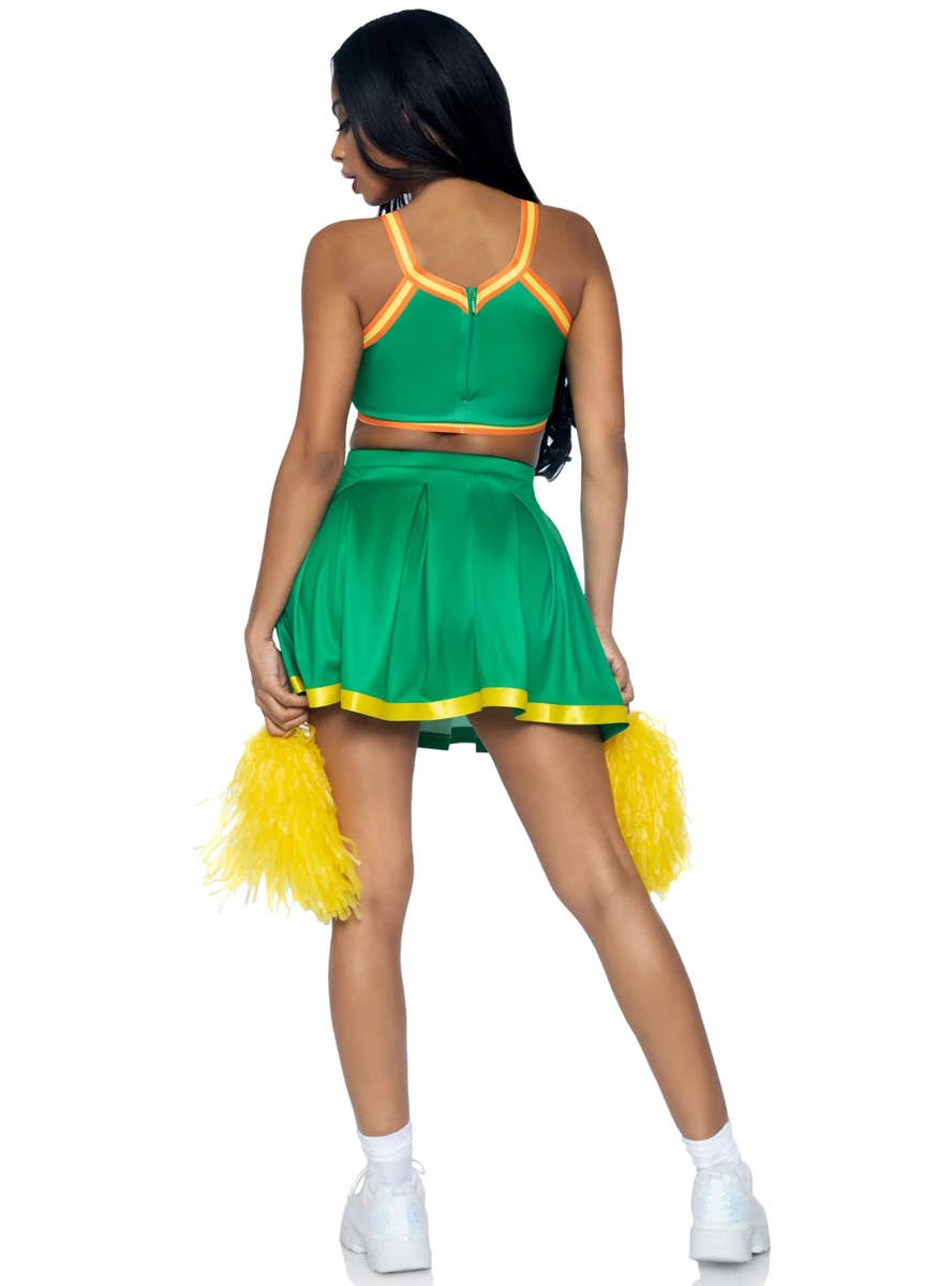 Image of Bring it Baddie Women's Sexy Green Cheerleader Costume - Back View