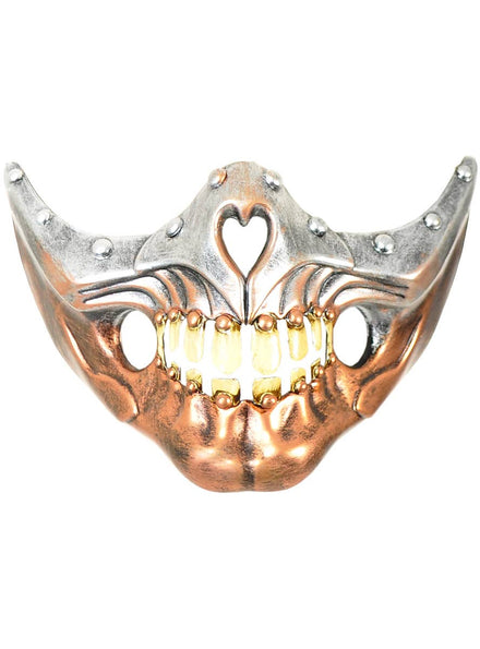 Image of Half Face Silver and Copper Skeleton Halloween Mask