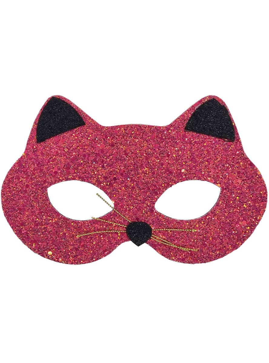 Image of Shimmery Maroon and Black Glitter Cat Costume Mask