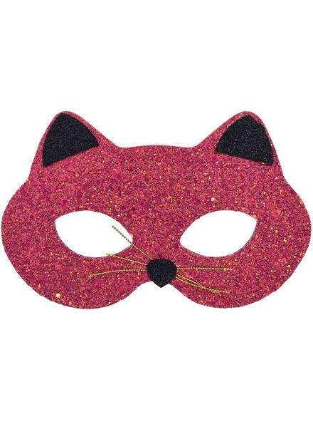 Image of Shimmery Maroon and Black Glitter Cat Costume Mask