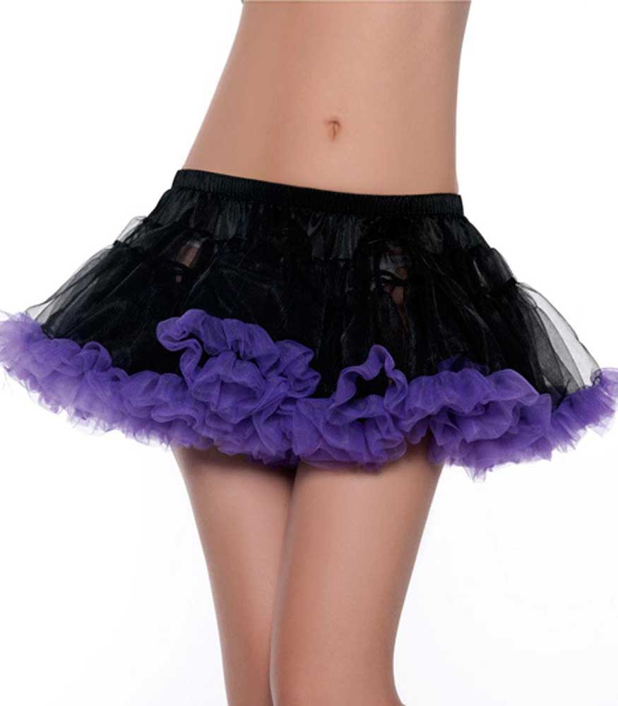 Black and Purple Fluffy Layered Women's Costume Petticoat