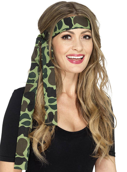 Image of Tie On Camouflage Headscarf Costume Accessory 