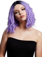 Image of Wavy Violet Purple Women's Costume Wig with Dark Roots